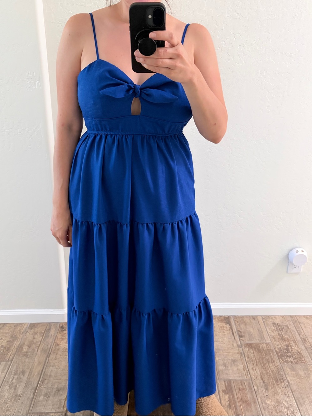 Trixxi Royal Blue Tie-Front Spaghetti Strap Maxi Dress